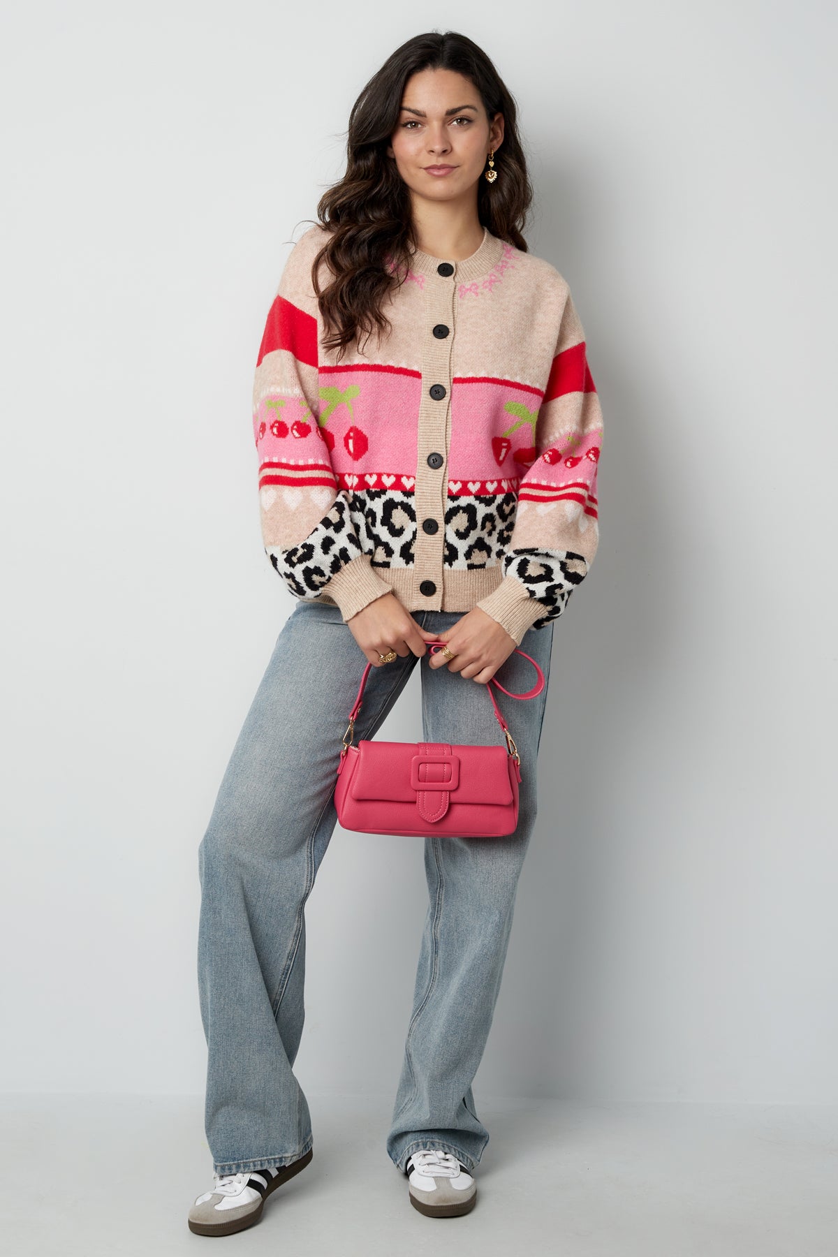 Knitted Women's Cardigan Fall/Winter Color Block Cute