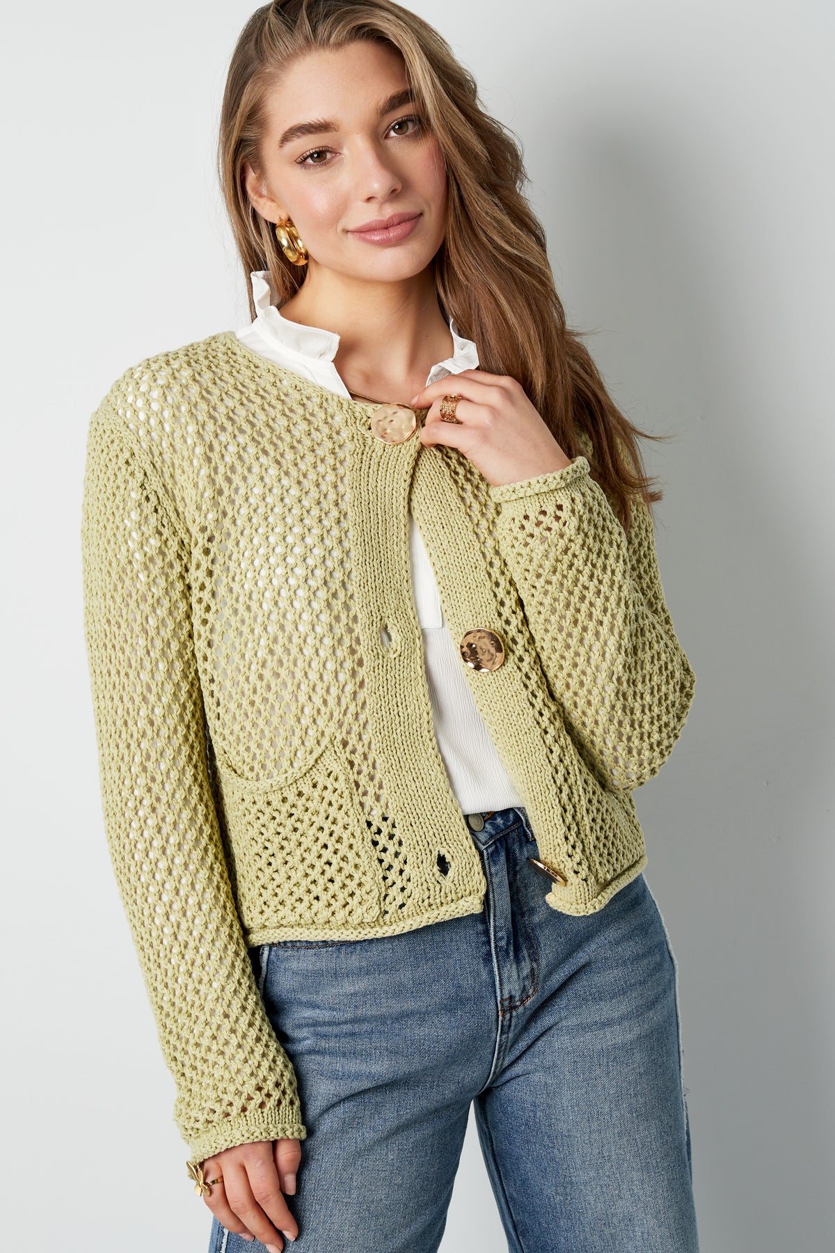 Knitted Polyester Women's Cardigan Open Front Crochet Pattern