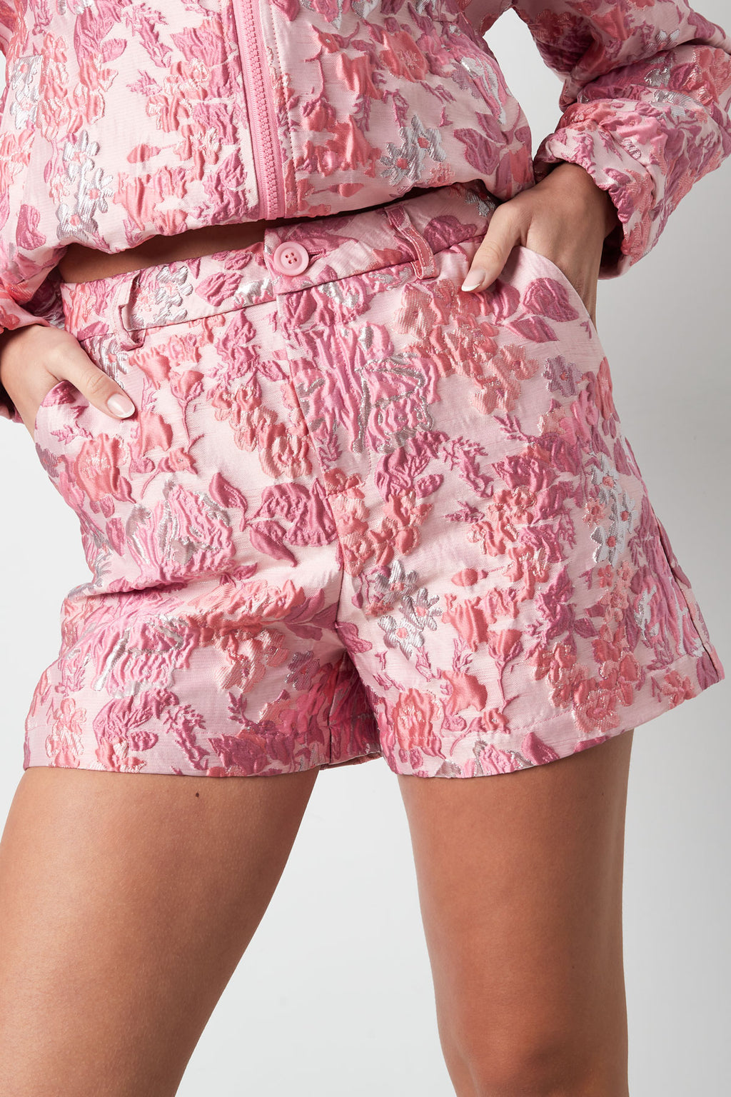 Woven Polyester Fiber Women's Shorts Elegant Floral Print