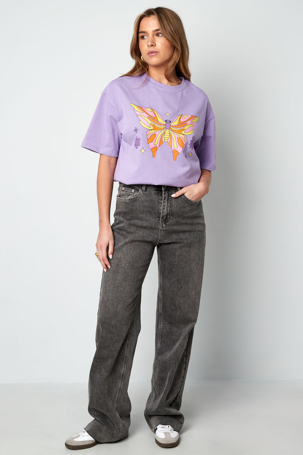 Cotton Women's T-shirt Oversized Butterfly Print