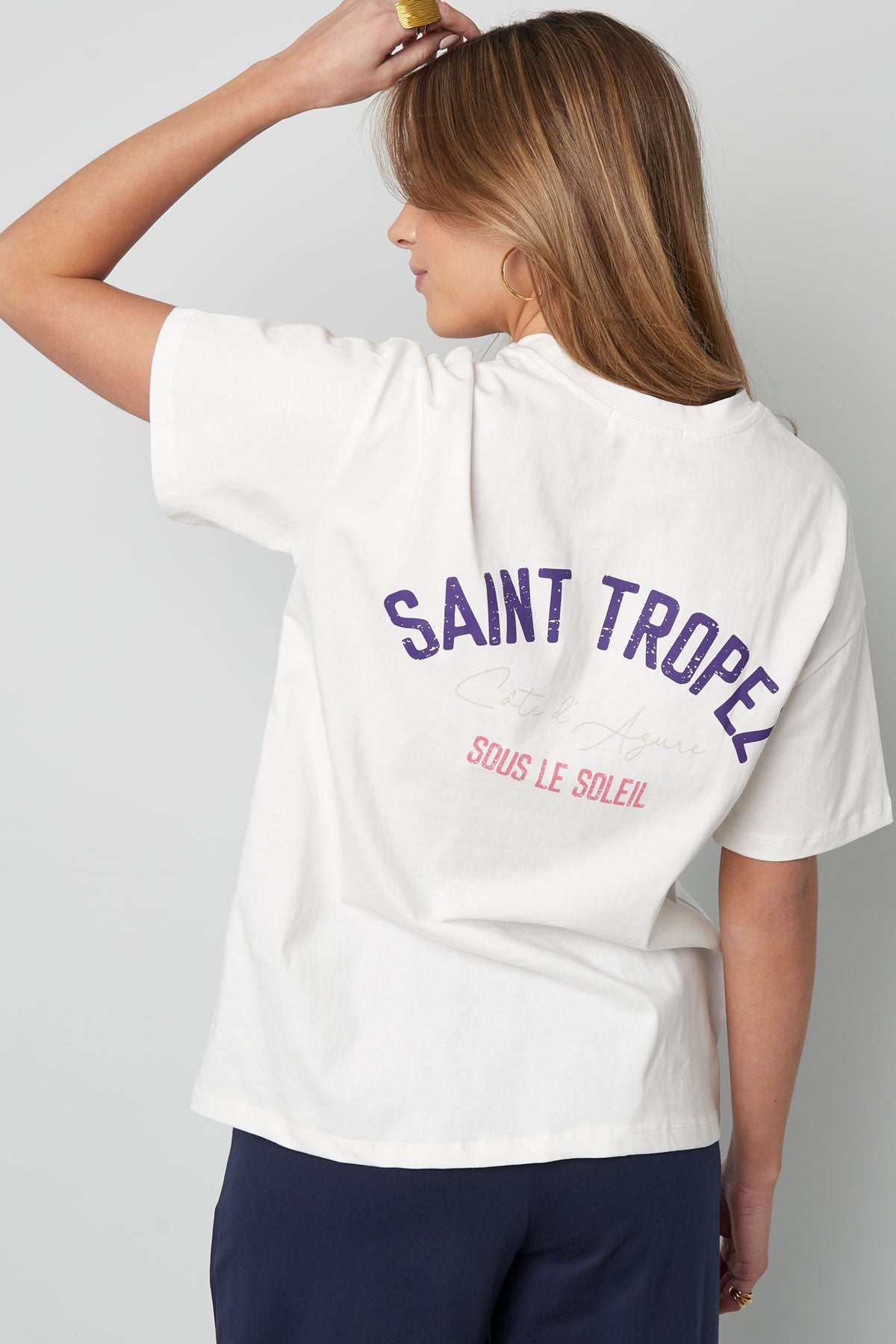 Cotton Women's T-shirt Oversized Saint Tropez Print