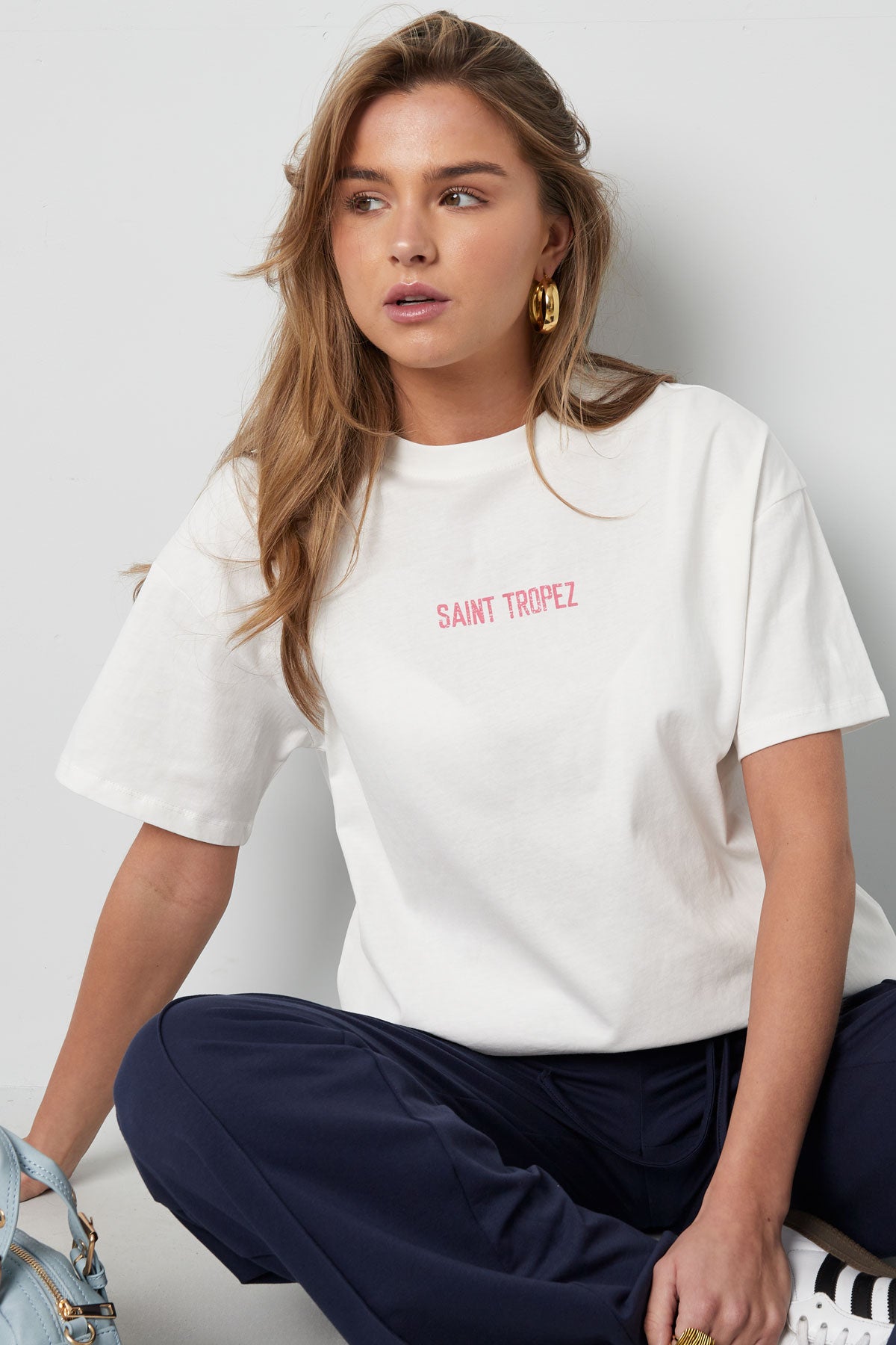Cotton Women's T-shirt Oversized Saint Tropez Print