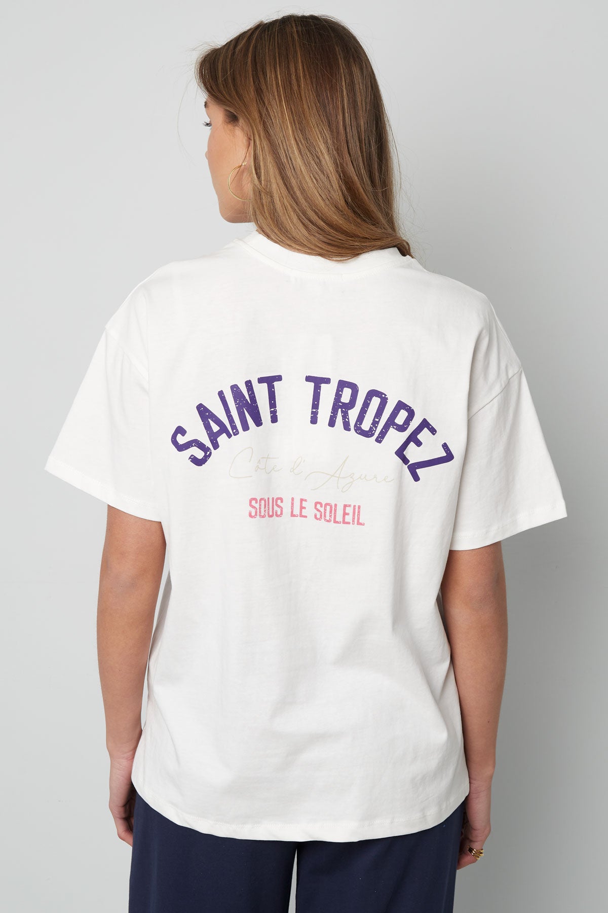 Cotton Women's T-shirt Oversized Saint Tropez Print