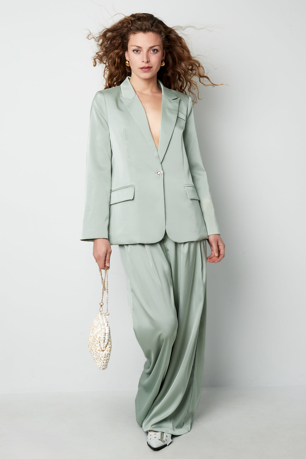 Woven Polyester Fiber Women's Straight Pants Casual Solid Color