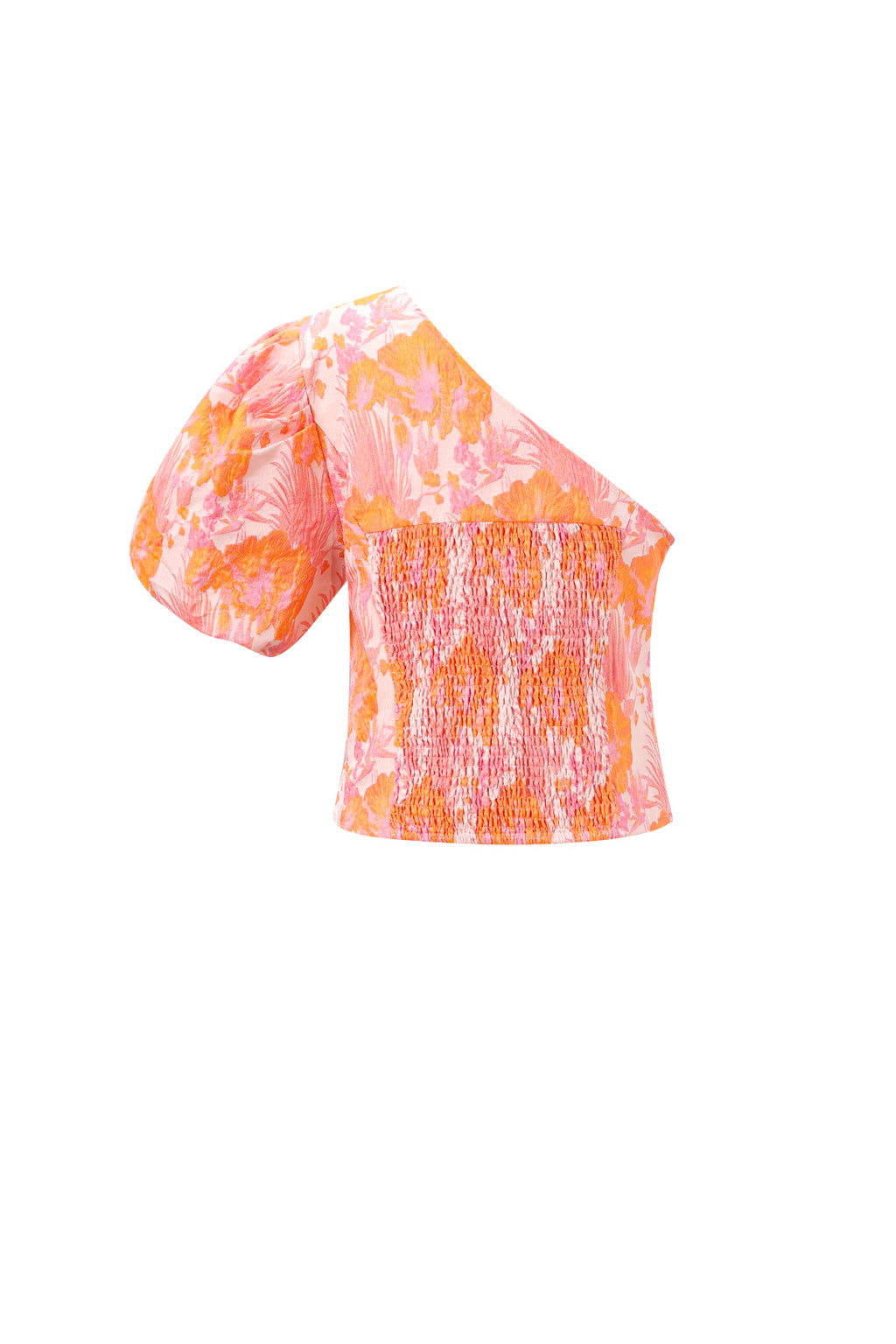 Woven Polyester Fiber Women's One Shoulder Top Elegant Floral Print