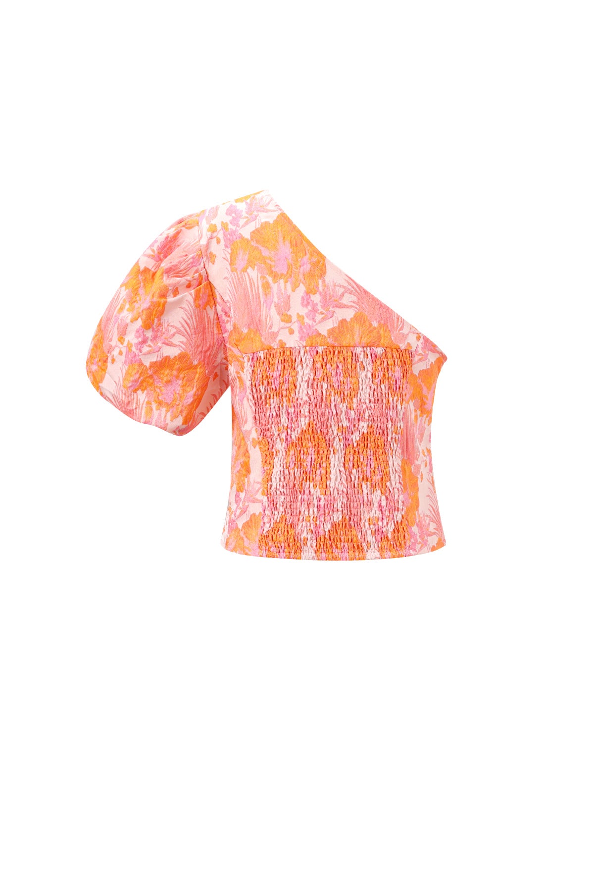 Woven Polyester Fiber Women's One Shoulder Top Elegant Floral Print