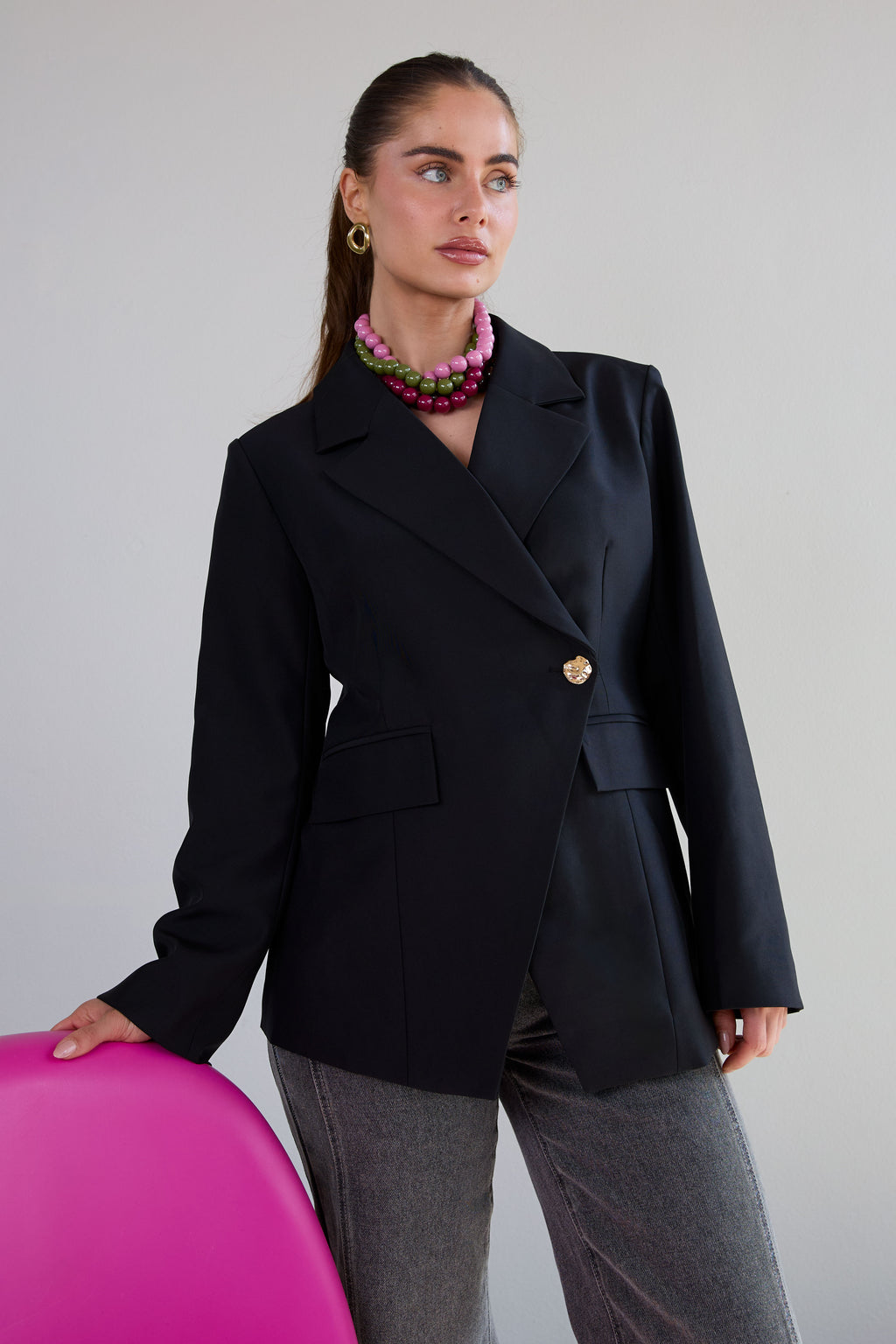 Woven Polyester Fiber Women's Suit Set Elegant Solid Color Fall/Winter