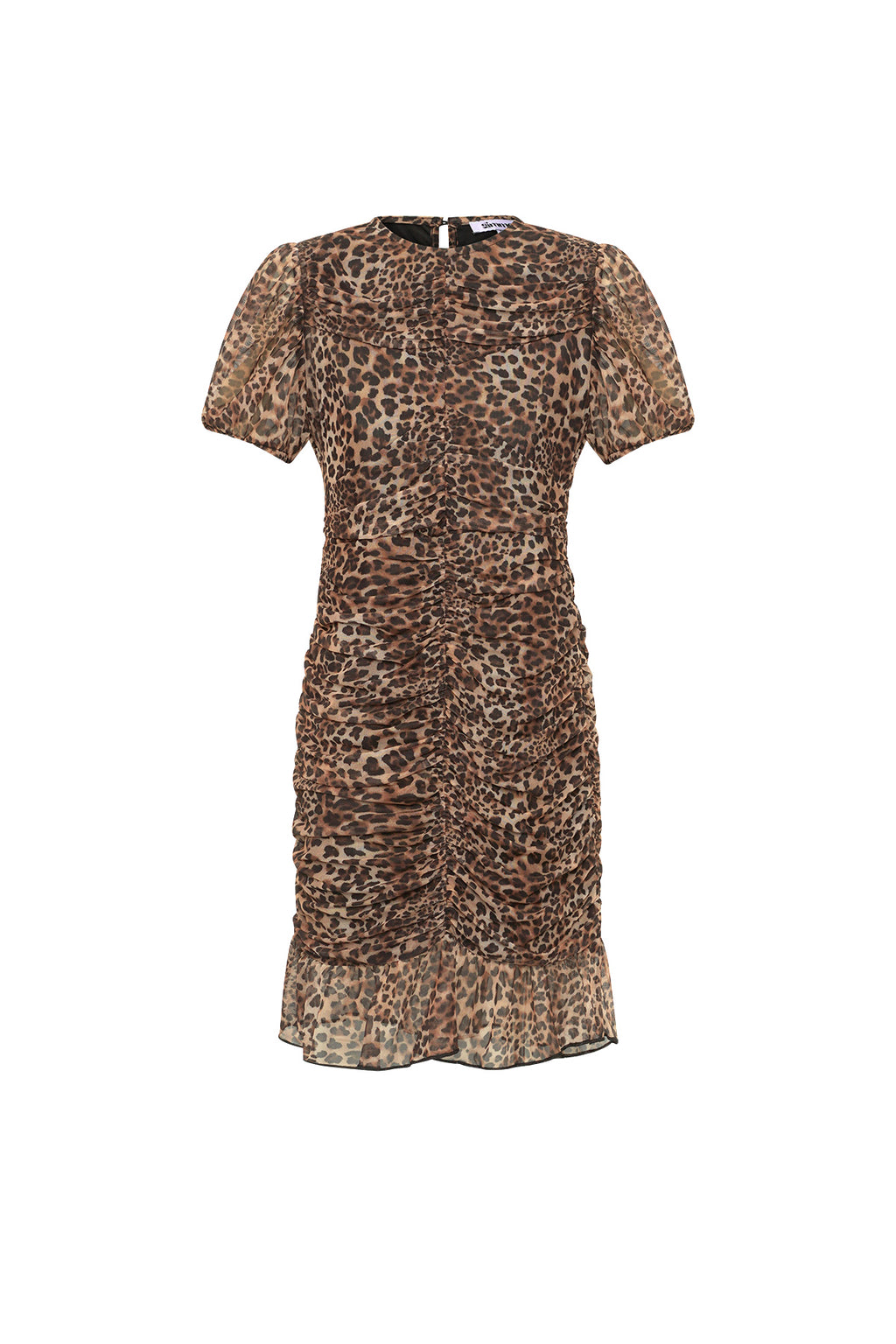 Polyester Mini Dress Elegant Leopard Print Ruffle Edge - Mini Jurk Dames | SERAMODE