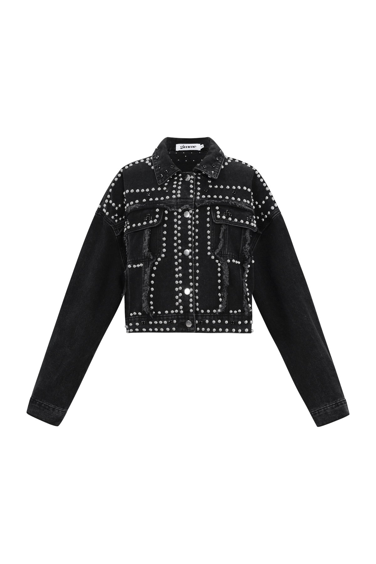 Women's Denim Jacket Street Solid Color Studded Design - Dames Jasje | SERAMODE