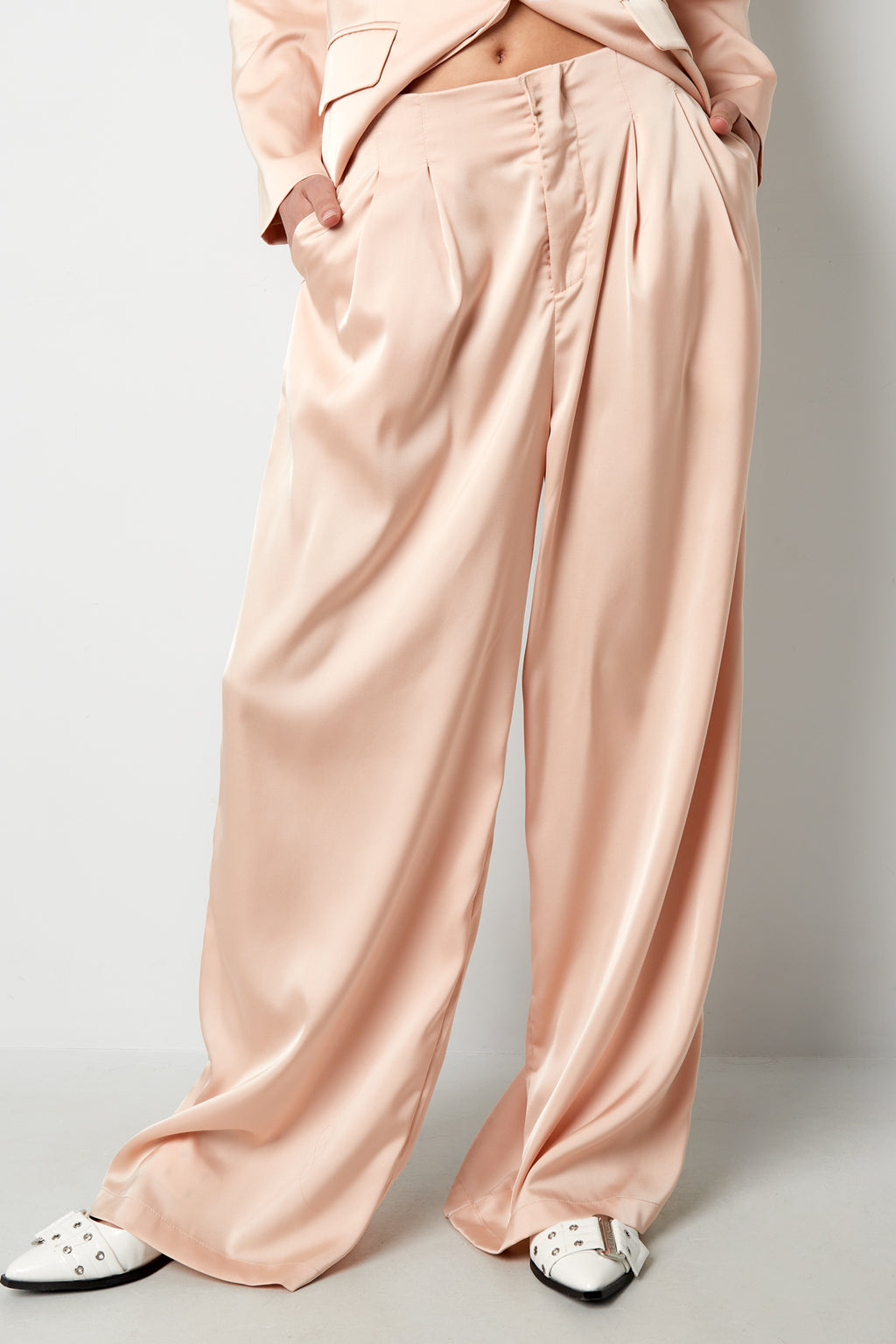 Woven Polyester Fiber Women's Straight Pants Casual Solid Color