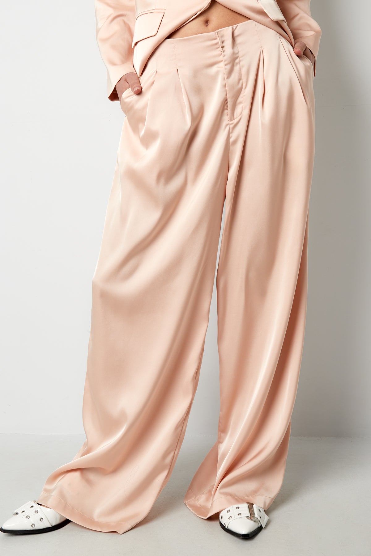 Woven Polyester Fiber Women's Straight Pants Casual Solid Color