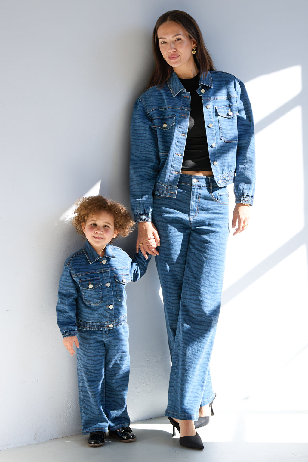 Cotton Denim Pants Casual Zebra Stripes