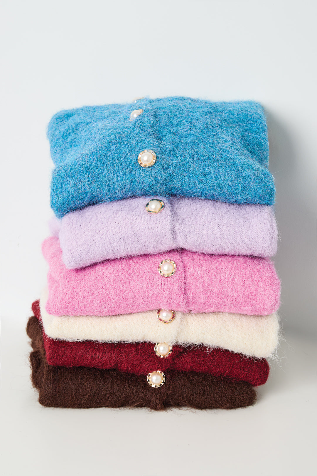 Knitted Polyester Fiber Women's Knit Cardigan Casual Solid Color