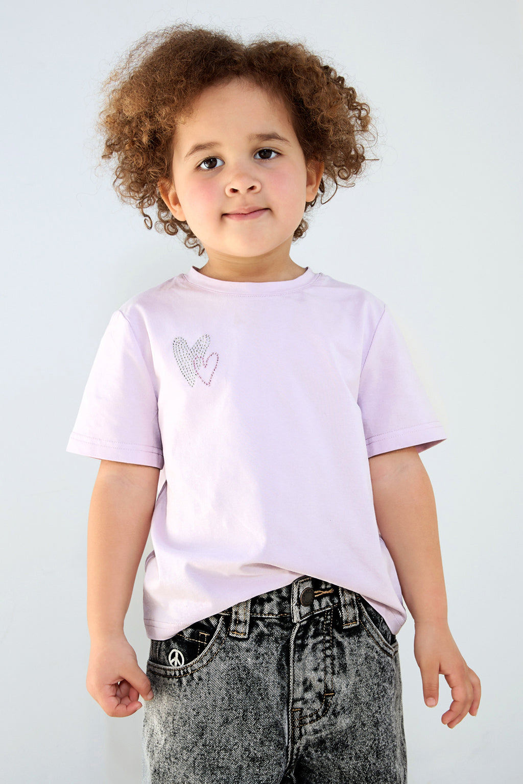Cotton Children's T-shirt Casual Embroidered Heart Design
