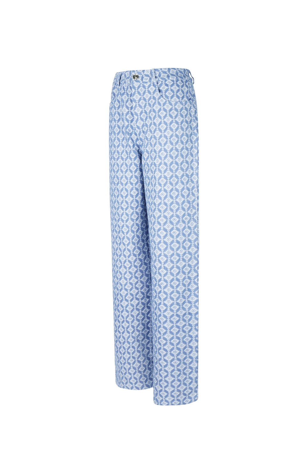 Cotton Woven Women's Straight Leg Pants Geometric Pattern