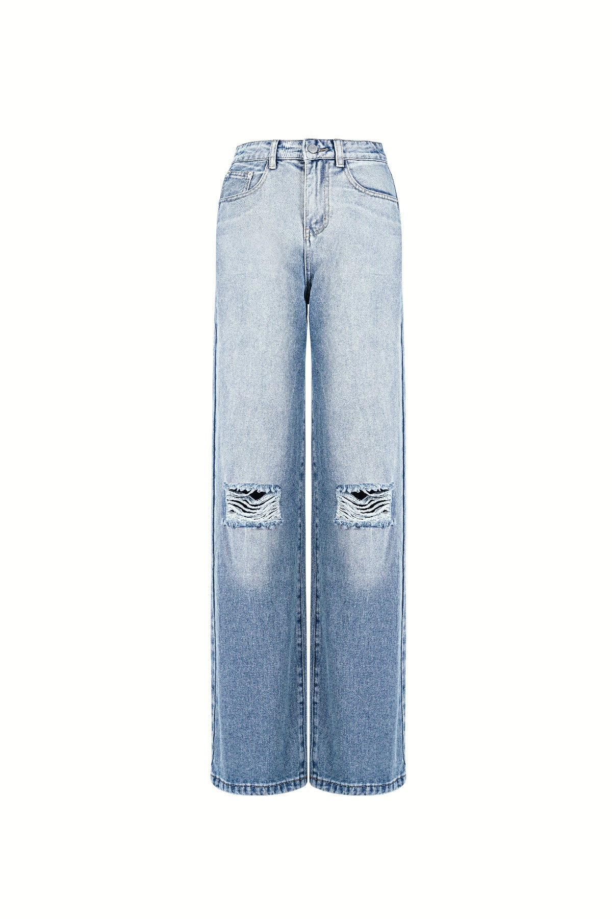Women's Straight Leg Jeans Ripped - Dames Jeans | SERAMODE