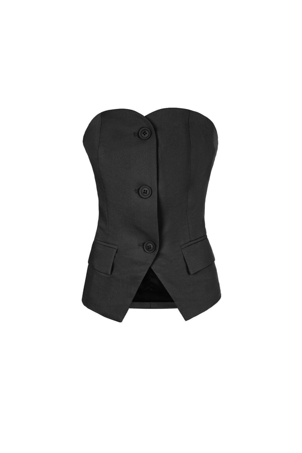 Women's Sleeveless Top Structured Buttoned Design - Mouwloze Top Dames | SERAMODE