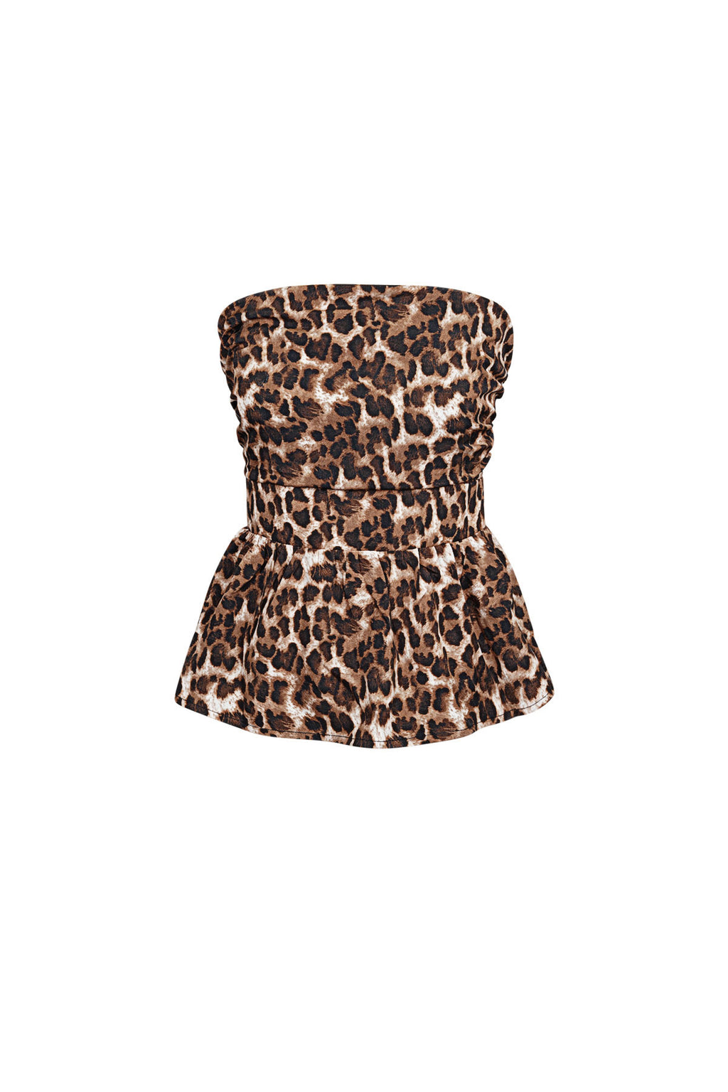 Women's Strapless Top Leopard Print Peplum Design - Mouwloze Top Dames | SERAMODE