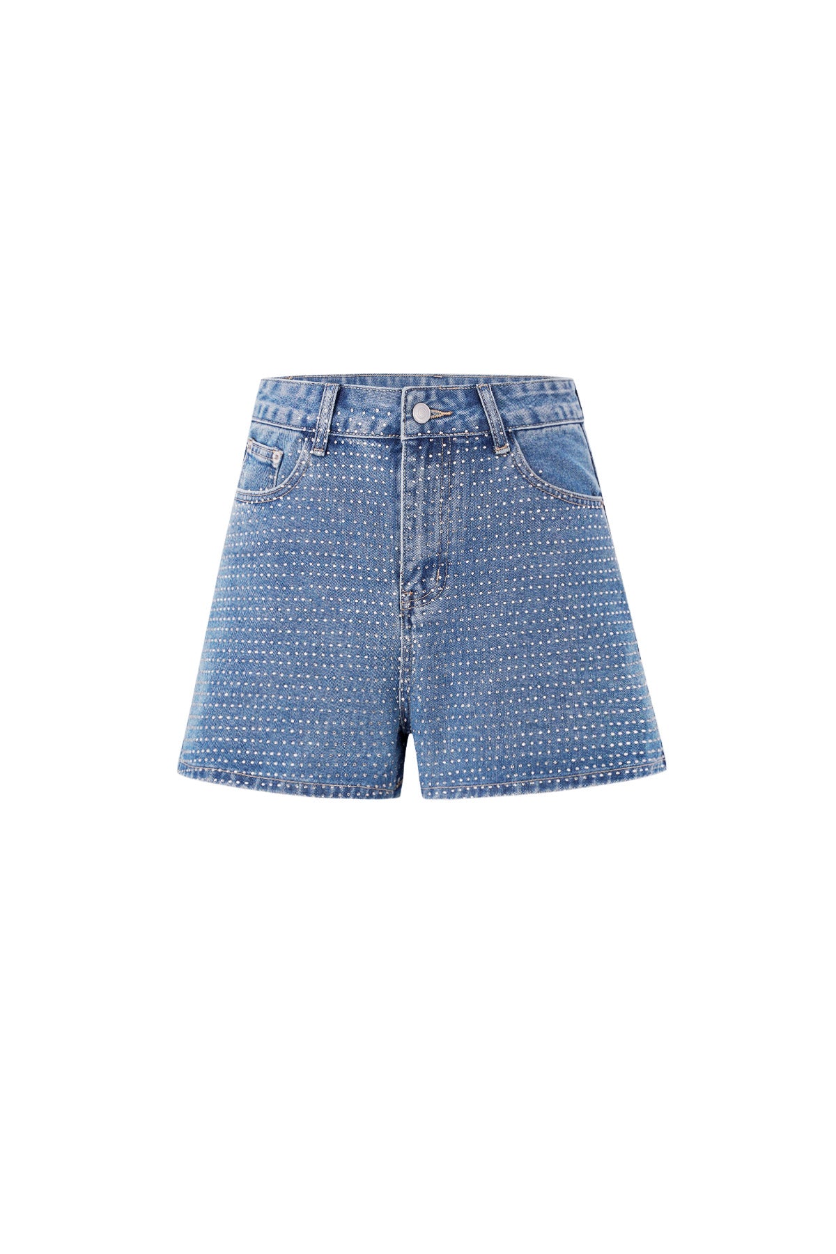 Denim Women's High Waist Shorts Perforated Design