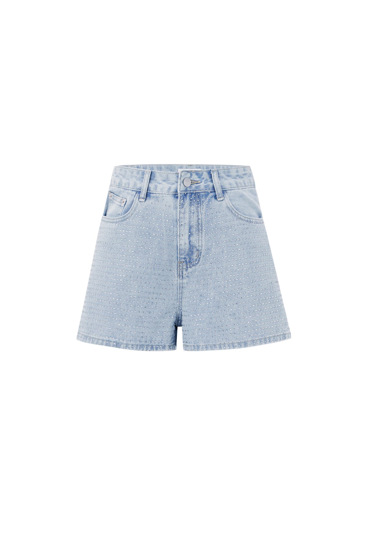 Denim Women's High Waist Shorts Perforated Design - Dames Shorts | SERAMODE