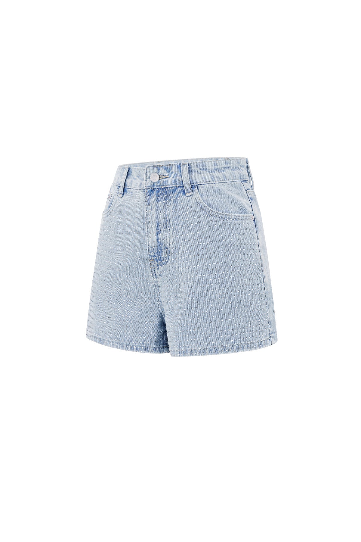 Denim Women's High Waist Shorts Perforated Design