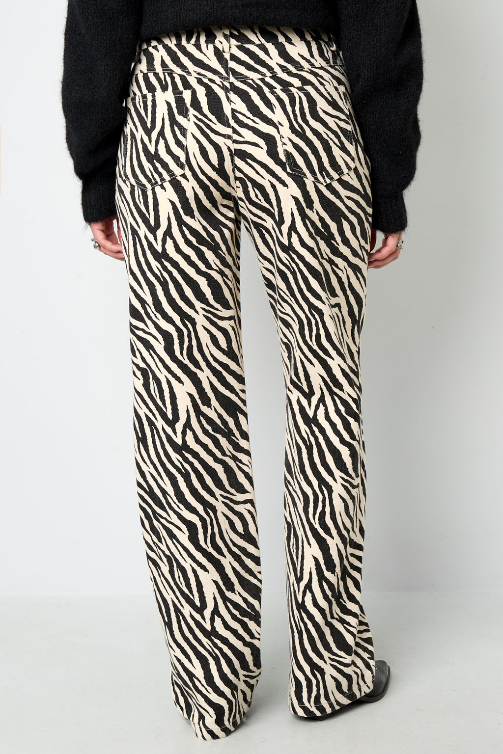 Woven Cotton Women's Straight Leg Pants Casual Zebra Stripes