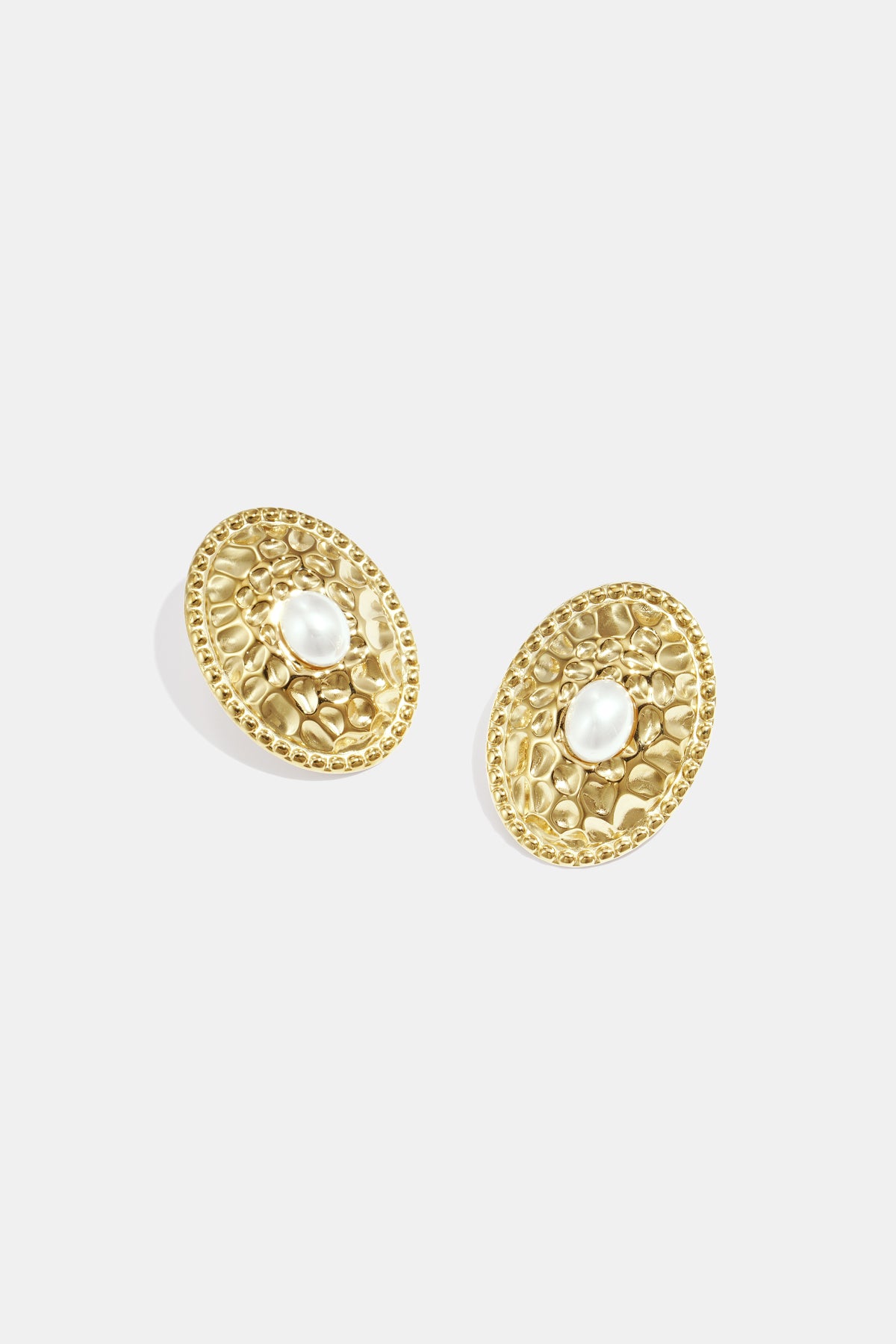 Textured Gold Studs - Oorbellen Knopjes | SERAMODE