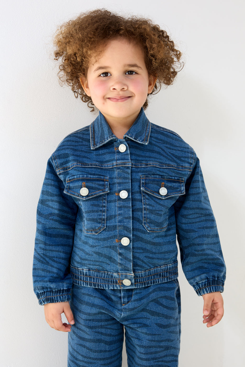 Cotton Children's Denim Jacket Classic Striped Design