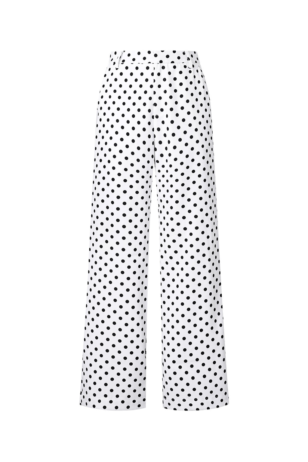 Woven Polyester Fiber Women's Straight Pants Elegant Polka Dots