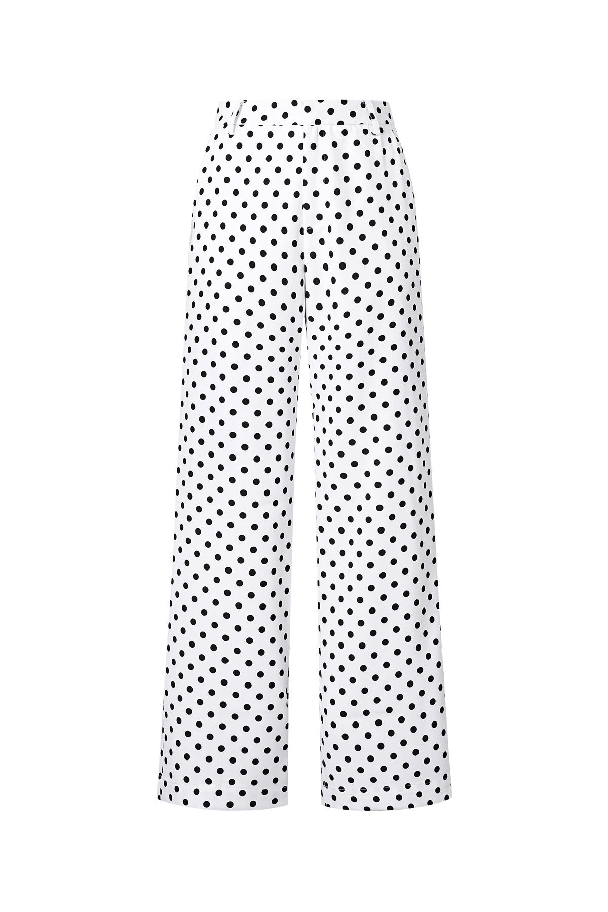 Woven Polyester Fiber Women's Straight Pants Elegant Polka Dots