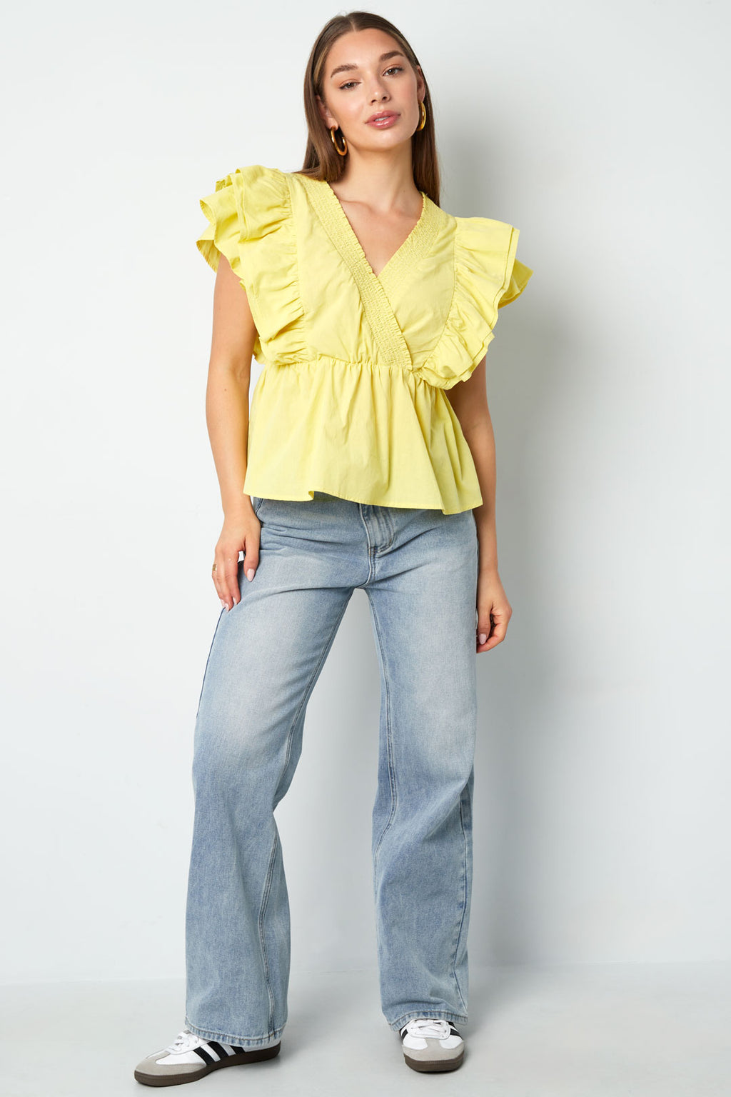 Woven Sleeveless Top Elegant Ruffle Edge Solid Color Spring/Summer