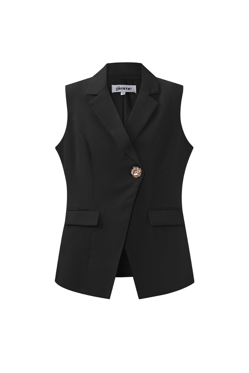 Women's Sleeveless Blazer Asymmetric Design - Dames Kleding | SERAMODE