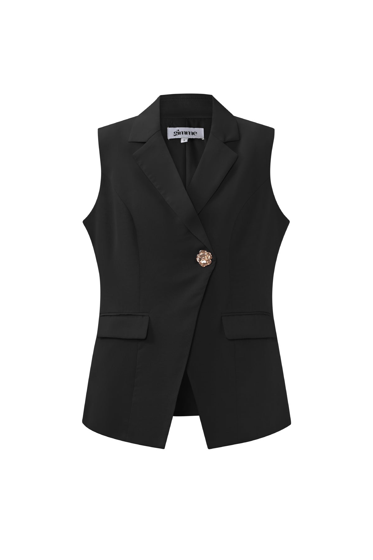 Women's Sleeveless Blazer Asymmetric Design - Dames Kleding | SERAMODE
