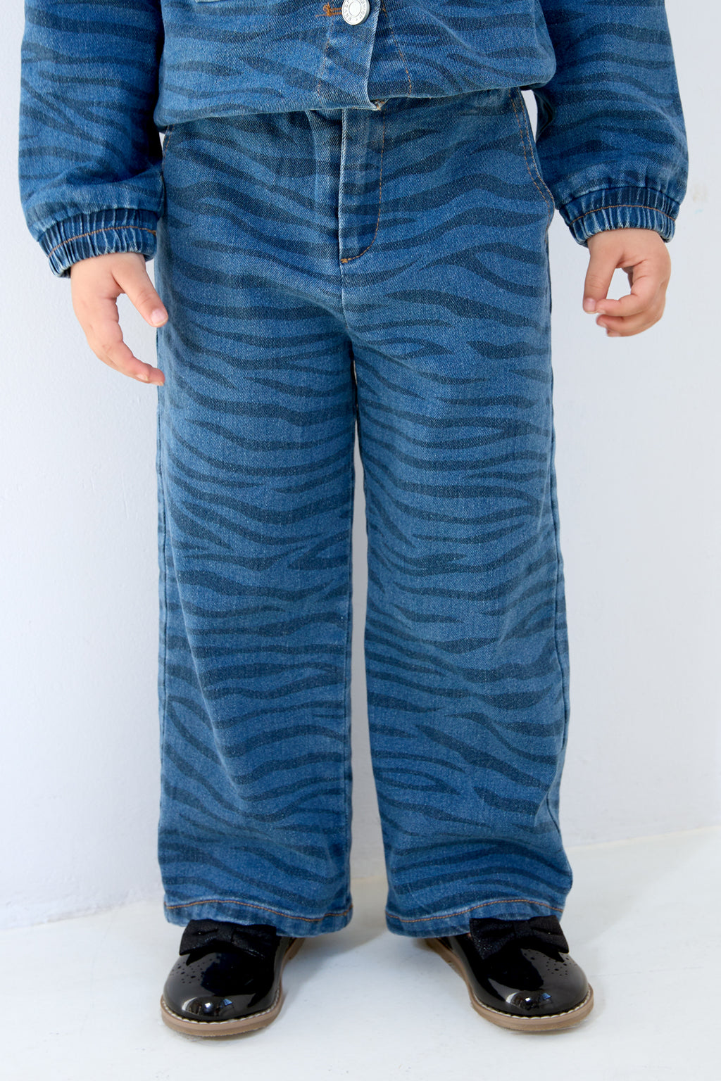 Cotton Denim Pants Casual Zebra Stripes