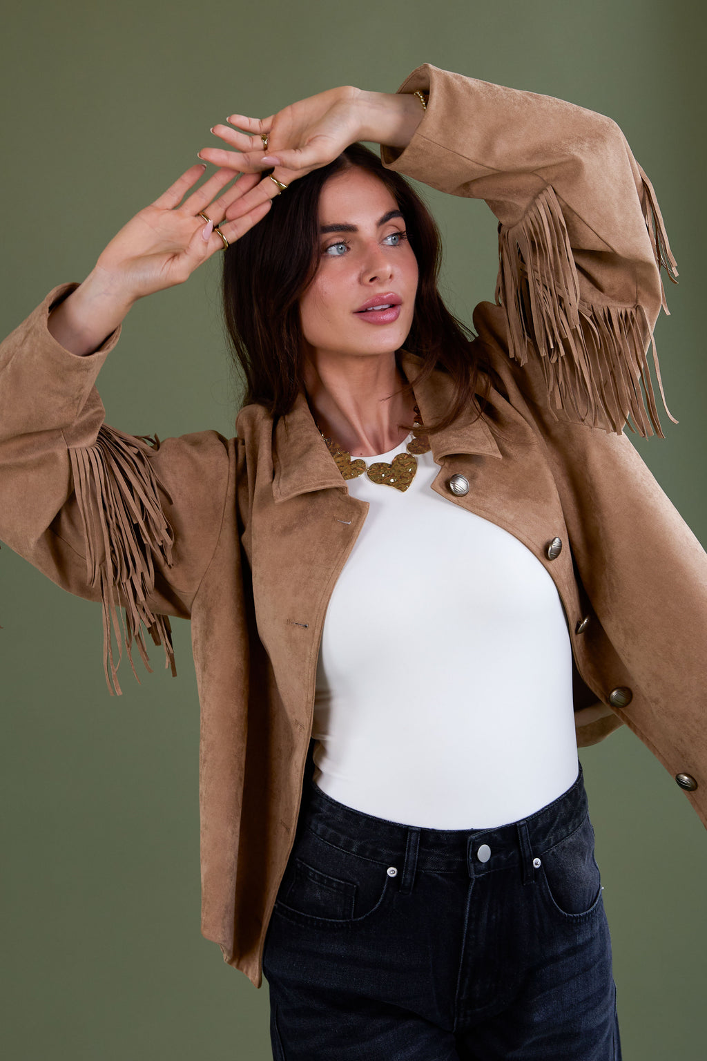 Woven Polyester Fiber Women's Blouse Casual Solid Color Fall/Winter Fringe Detail