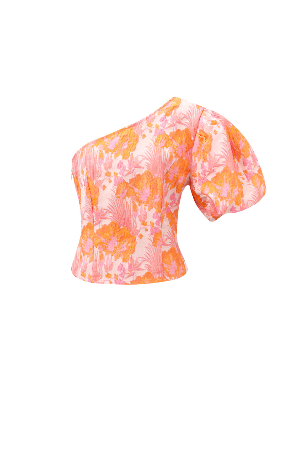 Women's One Shoulder Top Elegant Floral Print - Top Korte Mouw Dames | SERAMODE