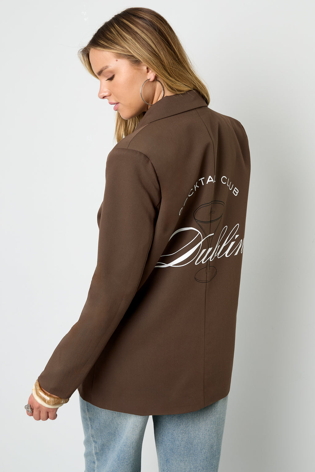 Woven Polyester Fiber Women's Suit Jacket Elegant Letters