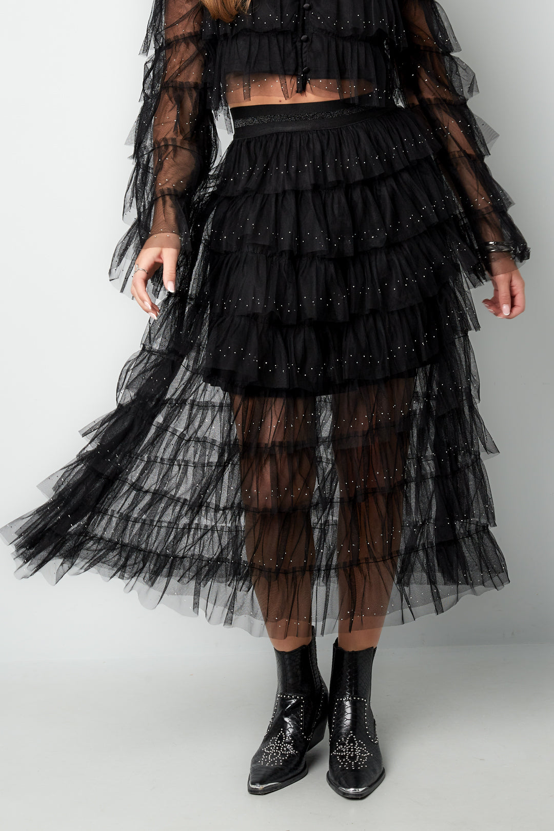 Polyester Women's Tiered Skirt Casual