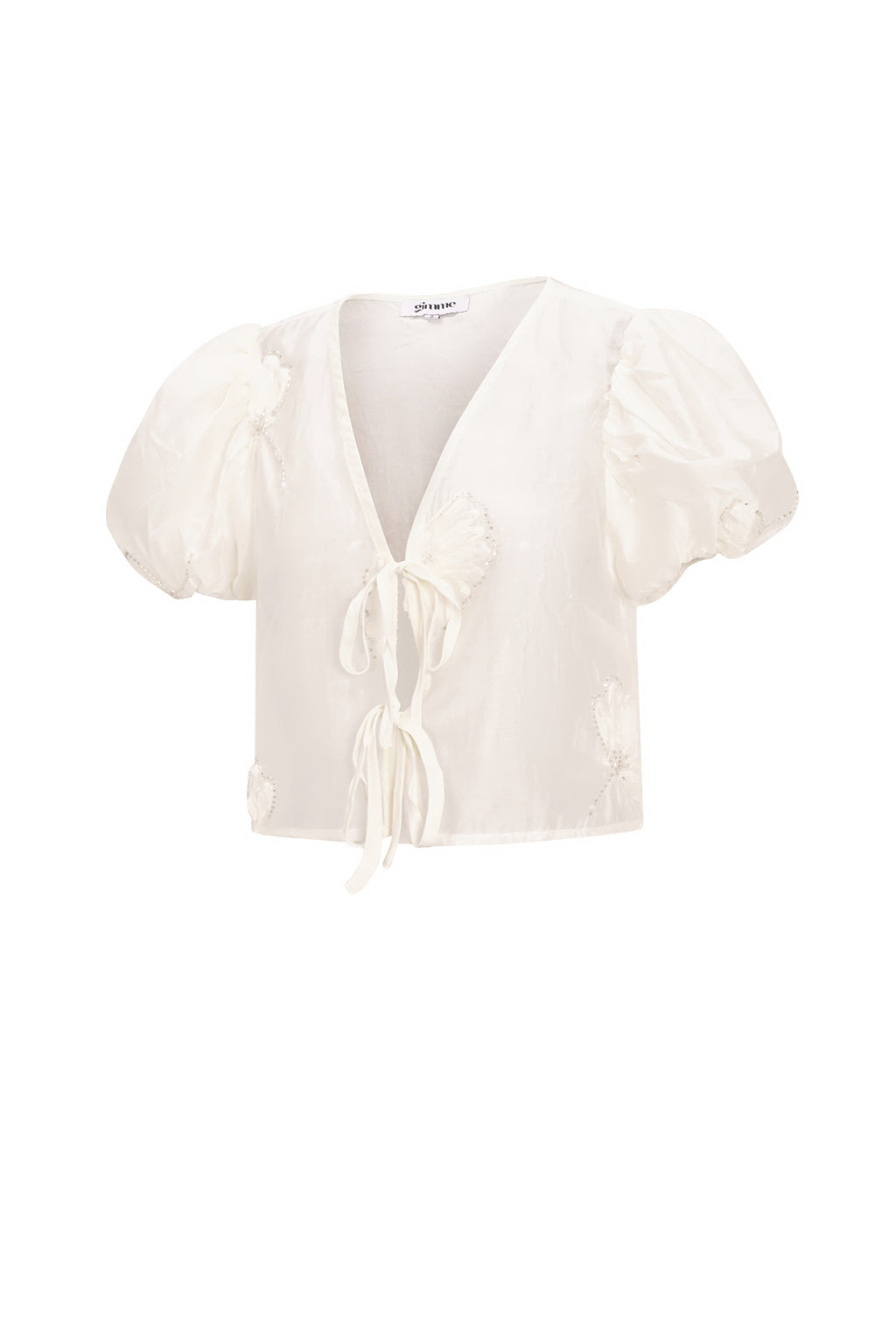 Organic Cotton Woven Women's Short Sleeve Top Bohemian Floral Print Bow