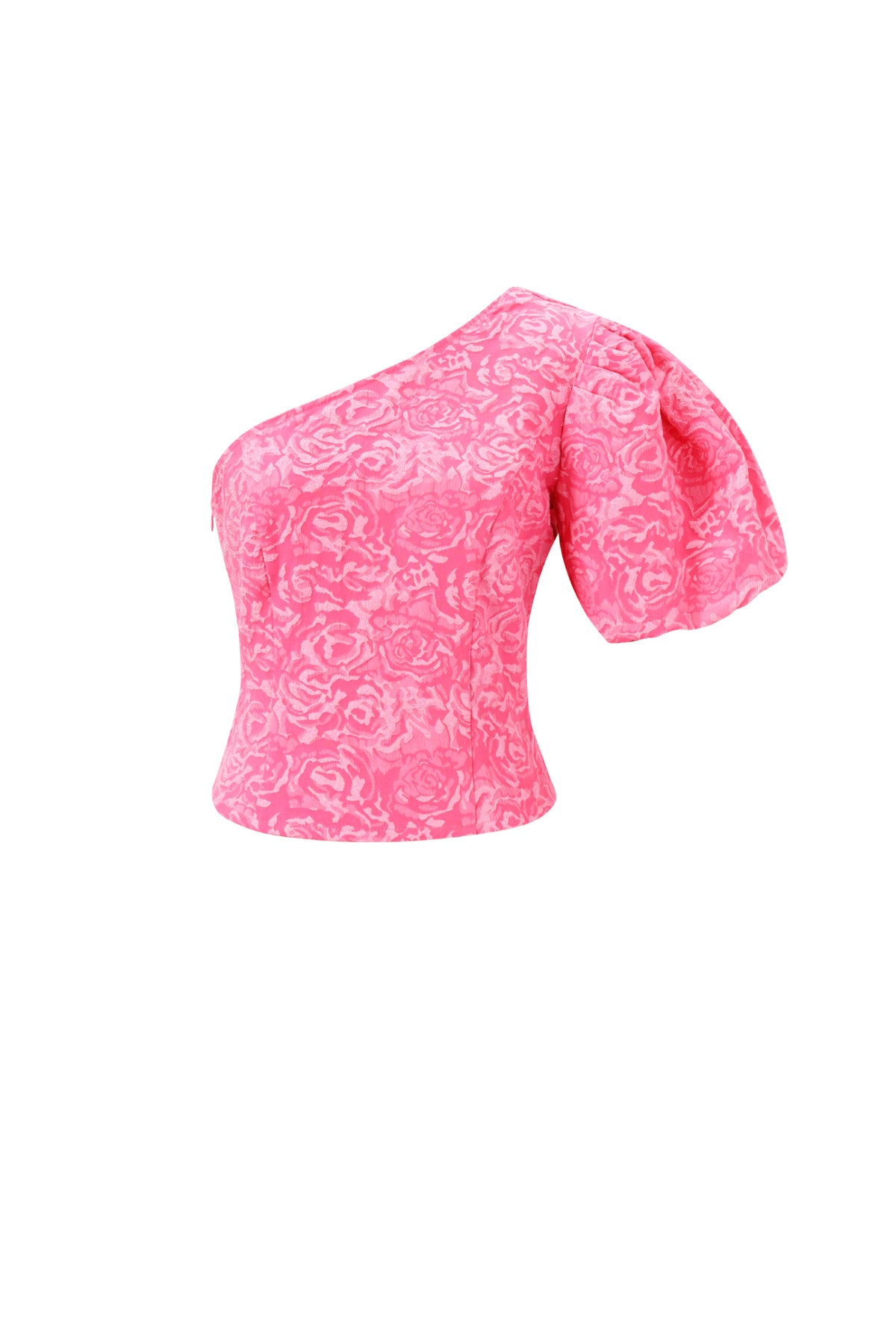 Women's One-Shoulder Top Elegant Floral Print - Top Korte Mouw Dames | SERAMODE