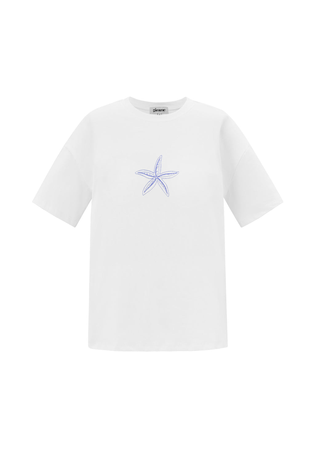 Women's T-Shirt Embroidered Starfish - Dames T-shirt | SERAMODE