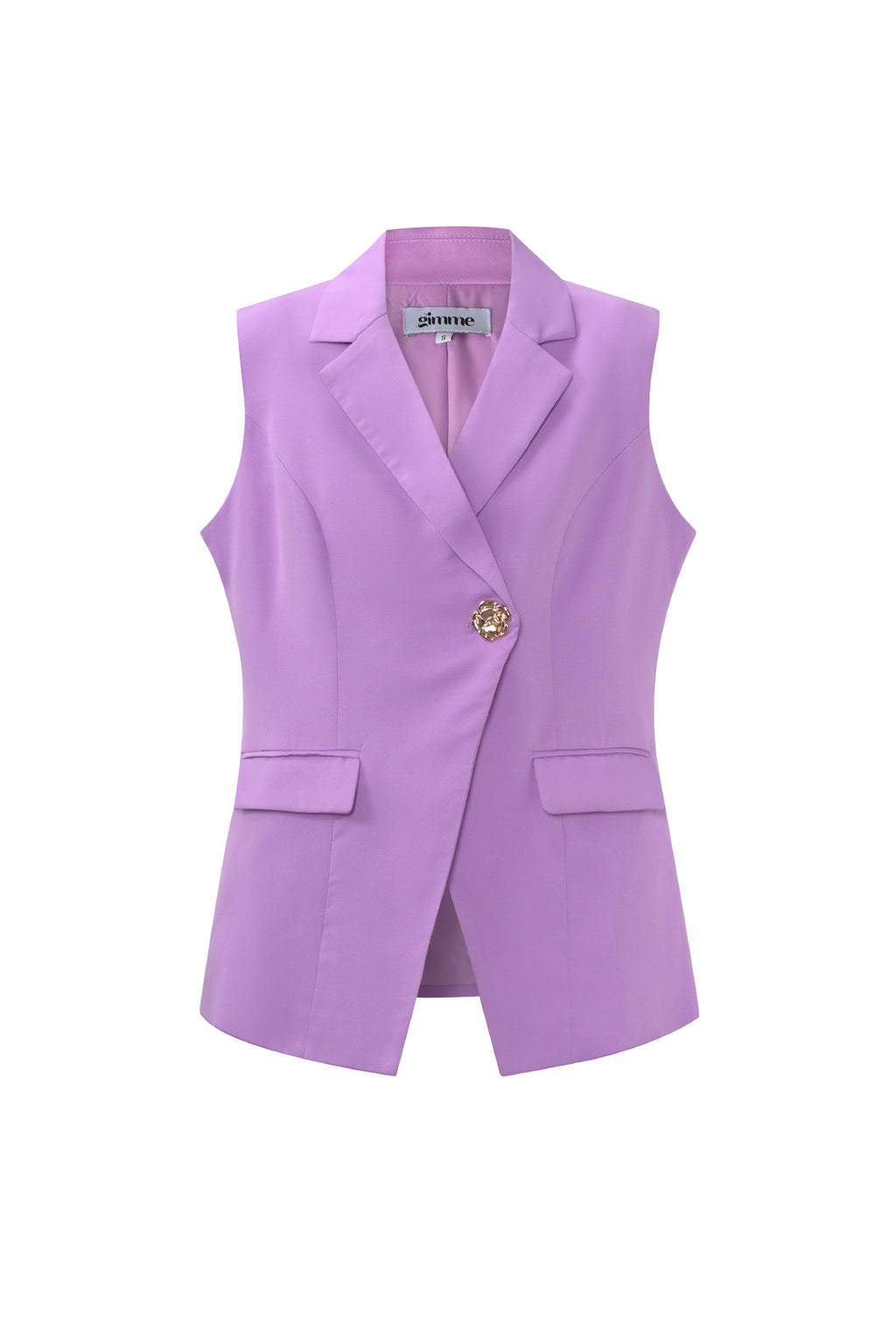 Woven Polyester Fiber Women's Sleeveless Blazer Casual Asymmetric Design