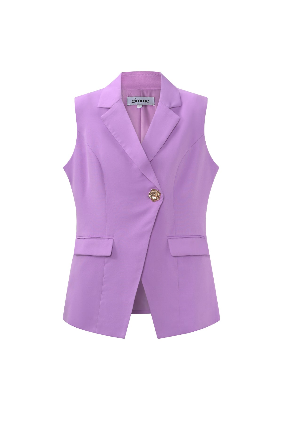 Woven Polyester Fiber Women's Sleeveless Blazer Casual Asymmetric Design