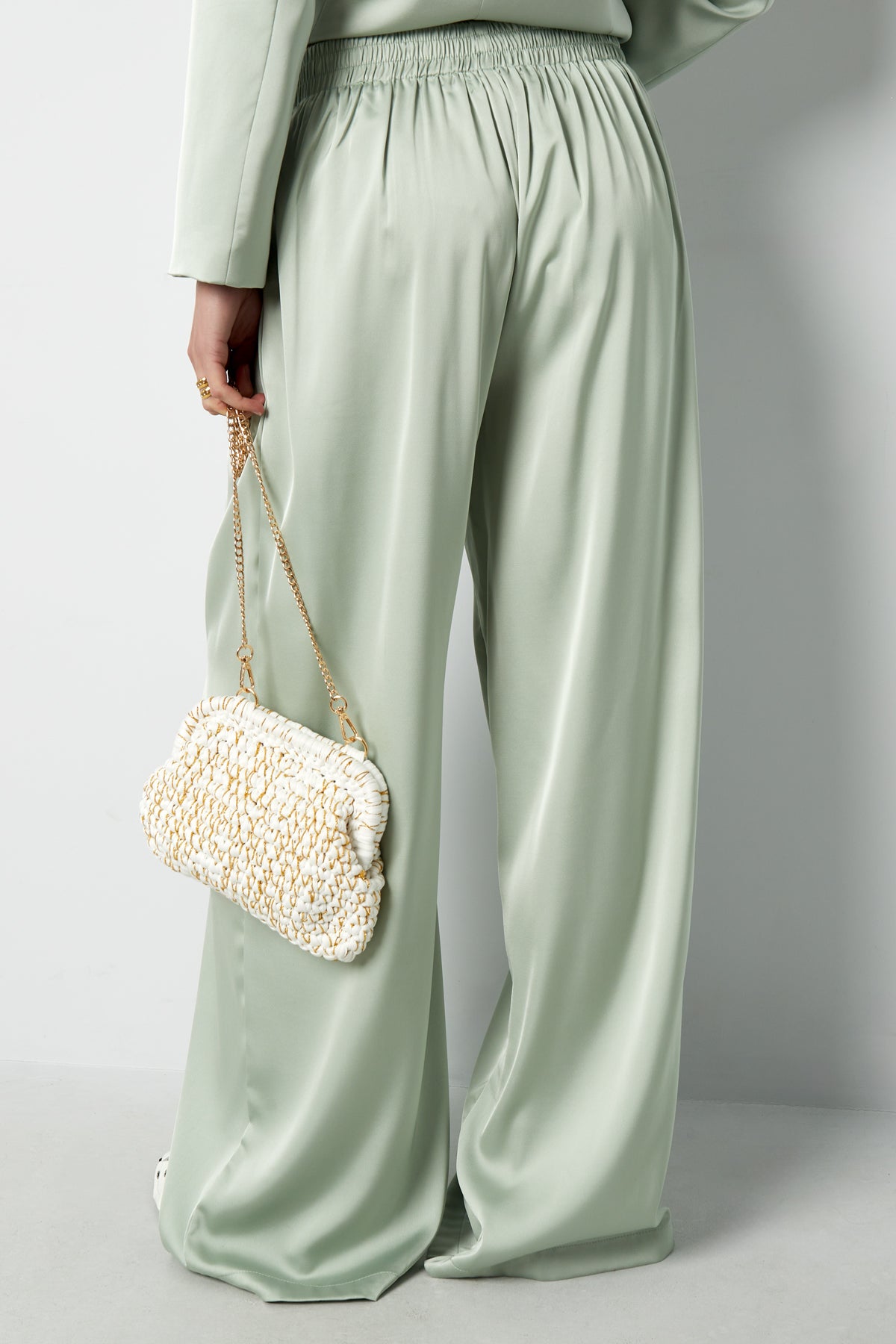 Woven Polyester Fiber Women's Straight Pants Casual Solid Color