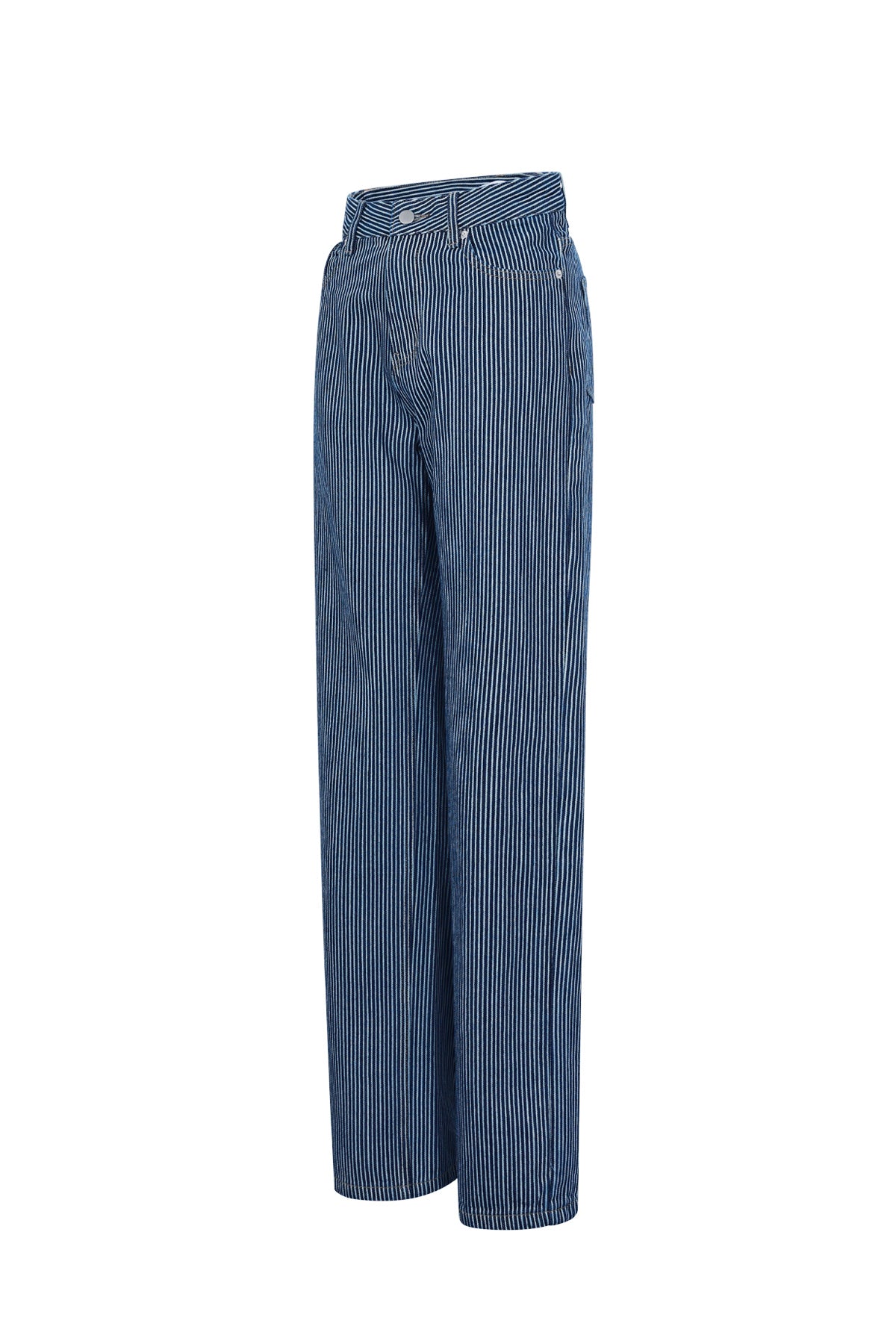 Woven Cotton Women's Straight Leg Pants Casual Stripes