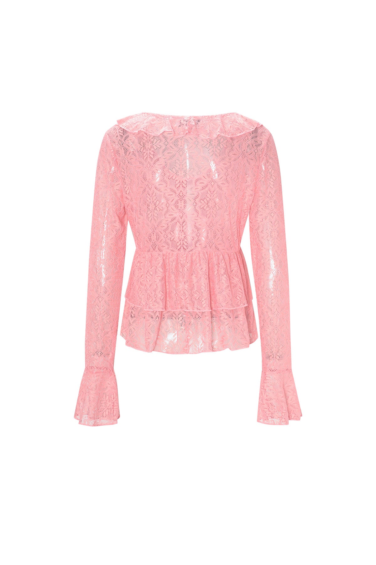 Lace Women's Long Sleeve Top Elegant Ruffle Detail - Longsleeve Dames | SERAMODE